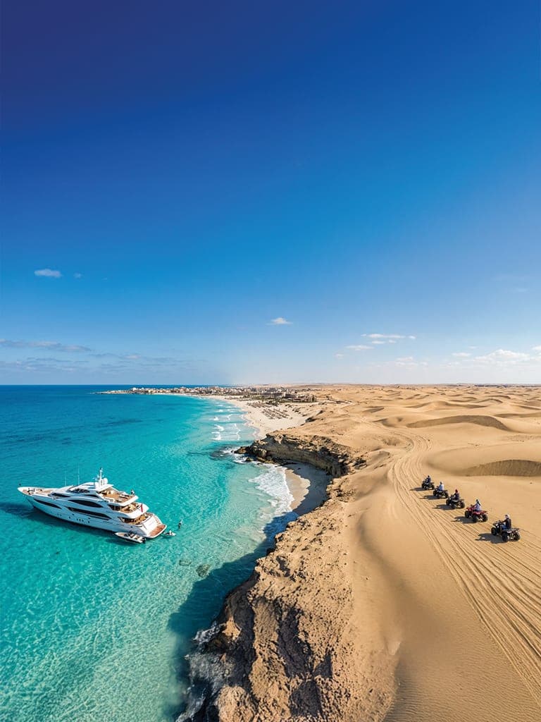 Yacht sailing on the Mediterranean coast near Marsa Matrouh